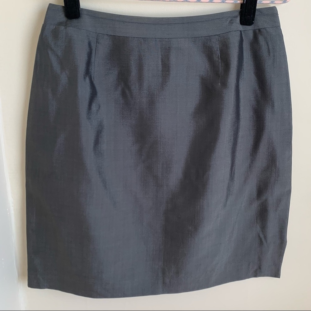 Ann Taylor Silk Straight Skirt Gray Sz 8